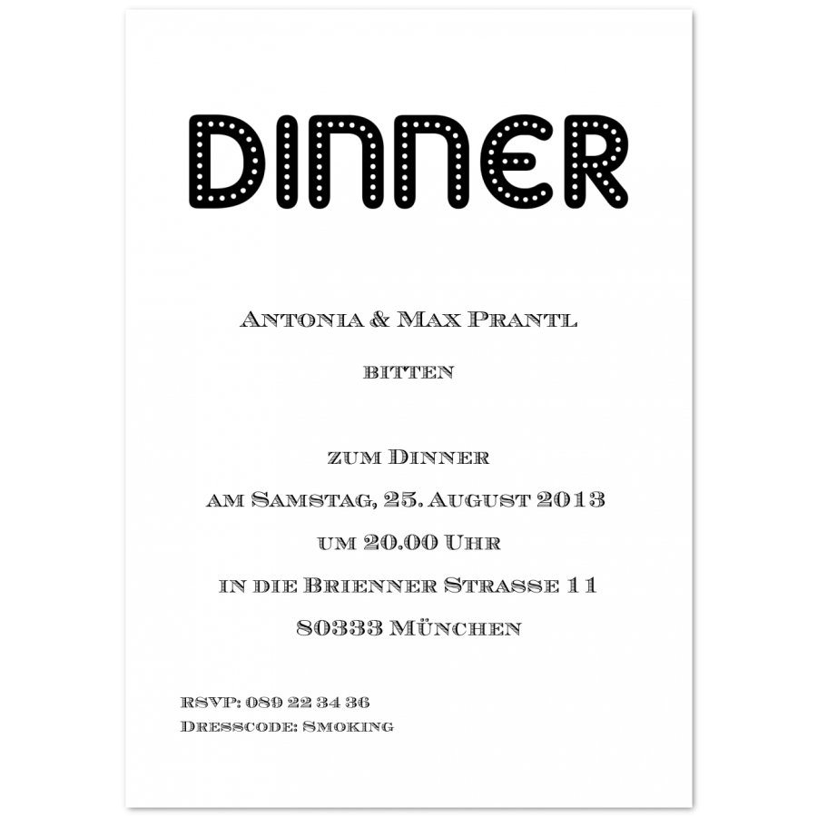 Einladungskarten mit DinnerMotiv Prantl seit 1797
