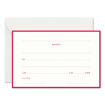 Blanko Einladungskarten für Einzelne "bittet" in Rot