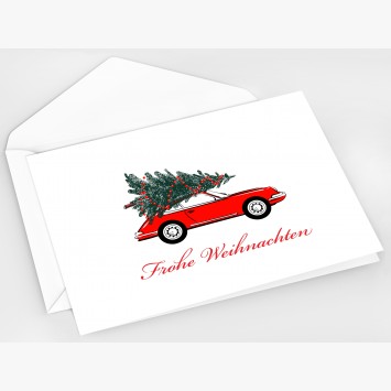 roter Porsche mit Tannenbaum, Frohe Weihnachten, B6