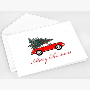 roter Porsche mit Tannenbaum, Merry Christmas , B6