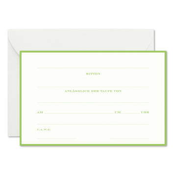 Blanko Einladungskarten zur Taufe in Grün