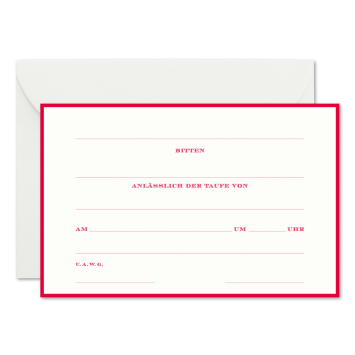 Blanko Einladungskarten zur Taufe in Rot