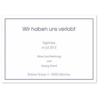 Verlobungsanzeigen mit feinem Rahmen