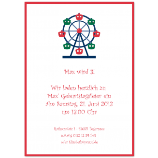 Einladungskarten für Kinder mit Riesenrad-Motiv