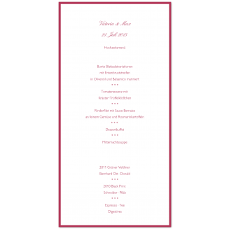 Geränderte Menükarten Hochzeit