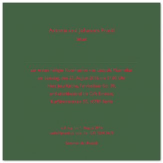 Bunte quadratische Kommunionseinladungen