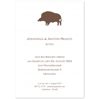 Einladungskarten mit Wildschwein-Motiv