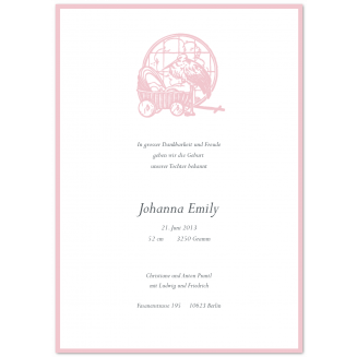 Geburtsanzeigen mit Storch für Mädchen