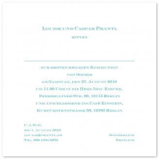 Quadratische Kommunionseinladungen