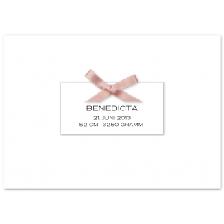 Geburtsanzeigen als Klappkarten mit rosa Schleife