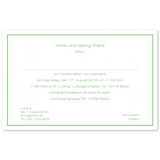 Konfirmationseinladungen mit feinem Rahmen