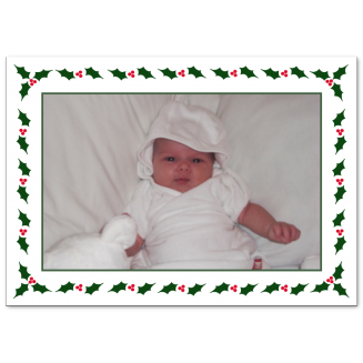 Weihnachtskarten mit Foto "Holly Rahmen" (Klappkarten)