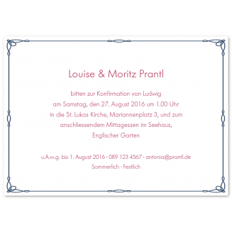 Illustrierte Konfirmationseinladungen "Pisa"