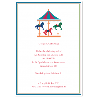 Einladungskarten für Kinder mit Karussell-Motiv für Jungen