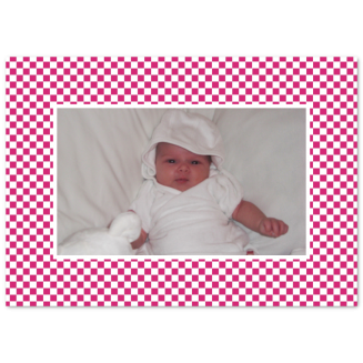 Geburtsanzeigen mit Foto und kariertem-Rahmen als Klappkarten
