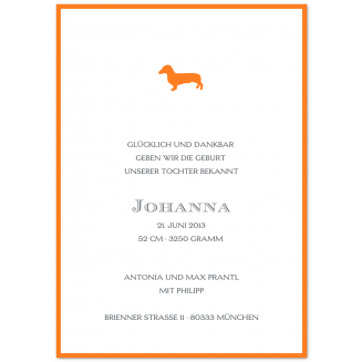 Geburtsanzeigen mit Dackel