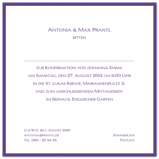 Quadratische geränderte Konfirmationseinladungen