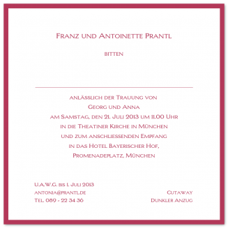 Quadratische geränderte Hochzeitseinladungen