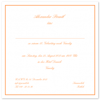 Quadratische Einladungskarten mit feinem Rahmen