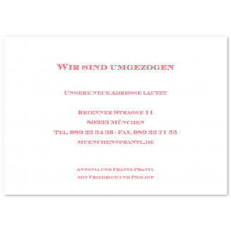 Klassische Umzugskarten