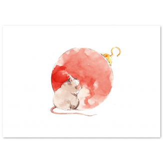 Weihnachtskarten mit Foto "Maus & Kugel" (Klappkarten)