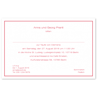 Taufeinladungen mit feinem Rahmen