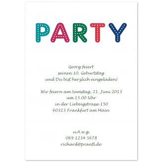 Einladungskarten für Kinder mit Party-Motiv