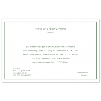 Kommunionseinladungen mit feinem Rahmen