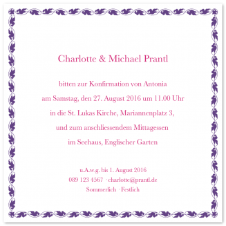 Quadratische illustrierte Konfirmationseinladungen "Amalfi"