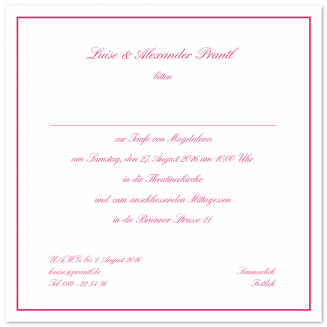 Quadratische Taufeinladungen mit feinem Rahmen