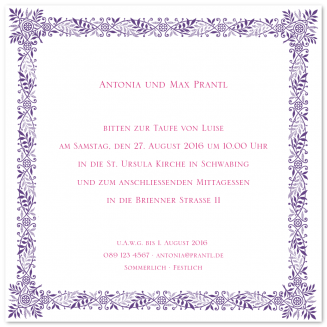 Quadratische illustrierte Taufeinladungen "Turin"