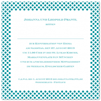 Quadratische Konfirmationseinladungen mit gepunktetem Rahmen