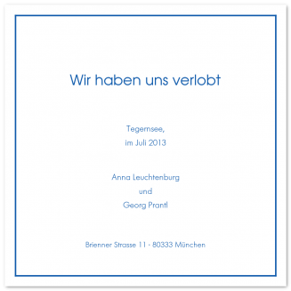 Quadratische Verlobungsanzeigen mit feinem Rahmen