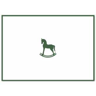 Geränderte Geburtsanzeigen mit Schaukelpferd als Klappkarten