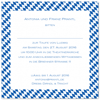 Quadratische Taufeinladungen mit Rauten-Rahmen