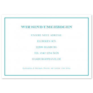 Umzugskarten mit feinem Rahmen