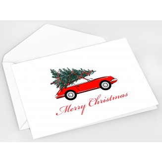 roter Porsche mit Tannenbaum, Merry Christmas , B6