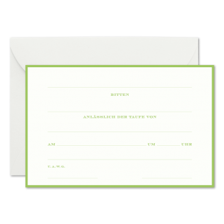 Blanko Einladungskarten zur Taufe in Grün